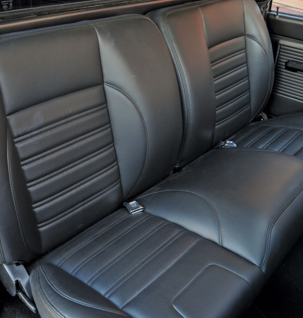 1967 Chevy C10 bench seat black leather stitching classic style