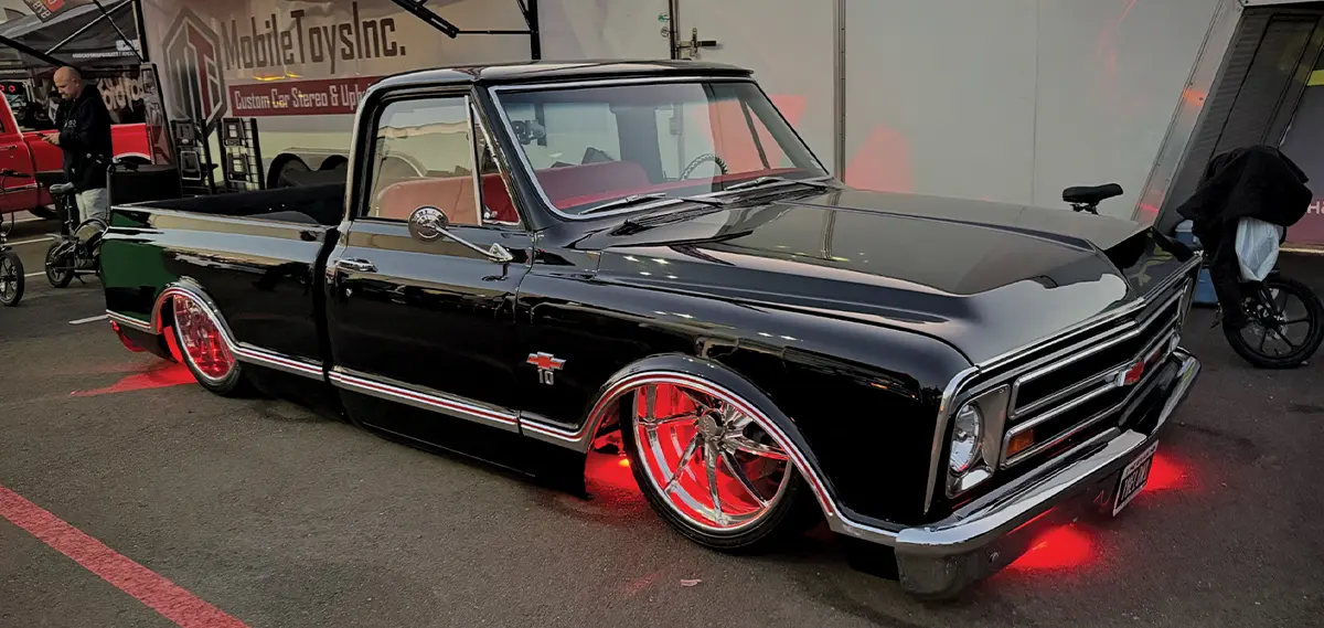 1967 Chevrolet C10 black underglow red interior classic modernized
