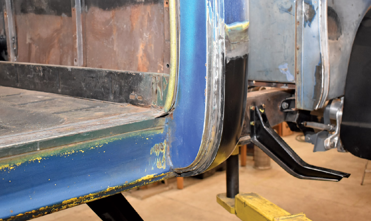 Seamless integration of the new rocker and cab corner panels after welding and grinding