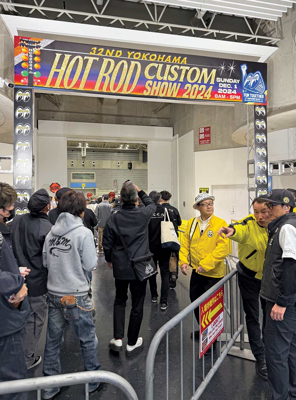 Entrance sign to the Mooneyes show – “32nd Yokohama Hot Rod Custom Show 2024” banner