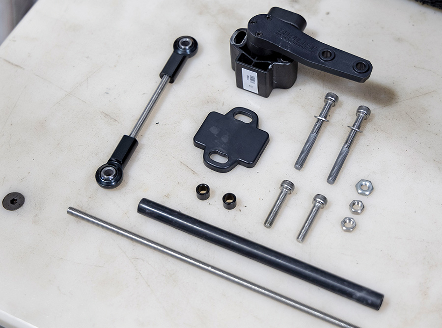 Air Lift Performance sensor linkage kit laid out for installation