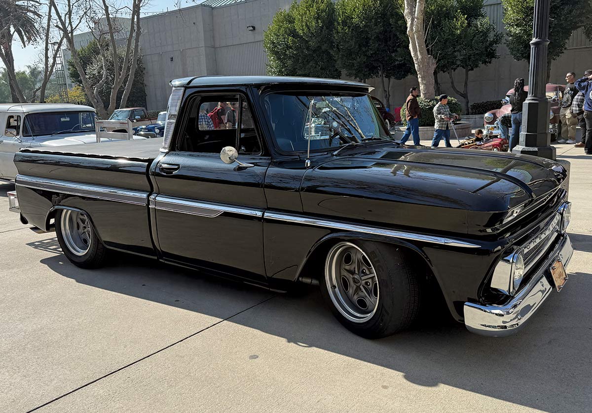side view of black truck