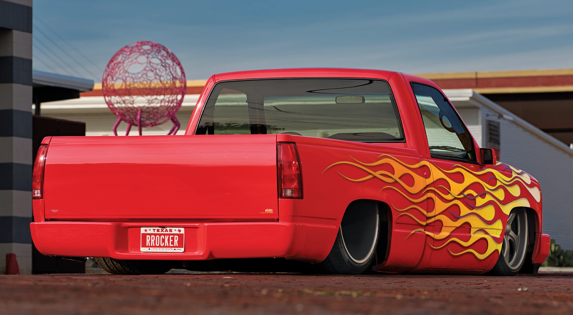 1996 Chevy Silverado shaved rear with hidden lights and deep tuck under body drop