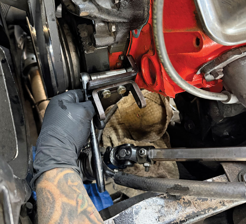 squarebody power steering conversion with black billet mount