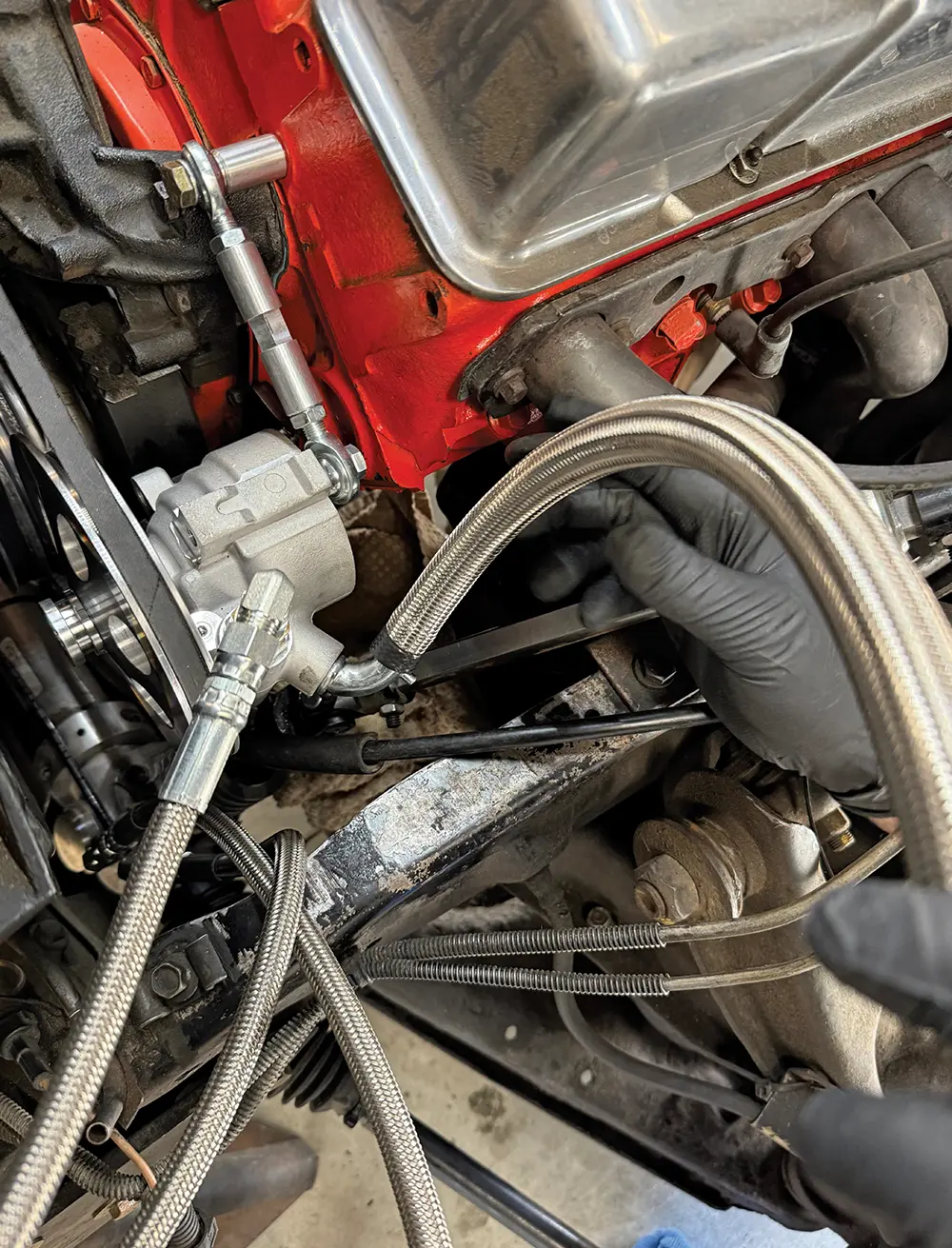 1973-87 c10 power steering hose mockup and planning