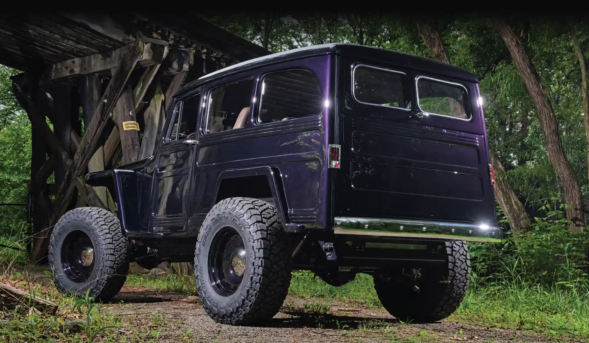 1950 Willys Jeep lifted rear quarter view off-road setup