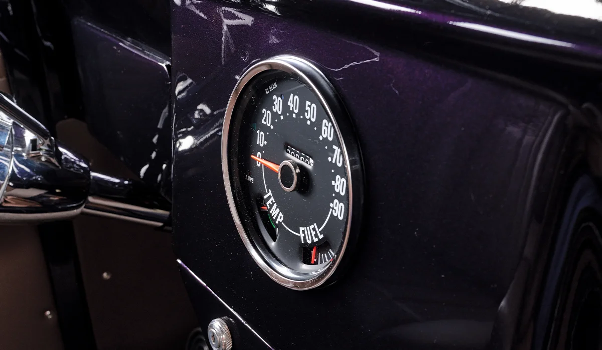 1950 Willys Jeep vintage gauge cluster black dial chrome trim