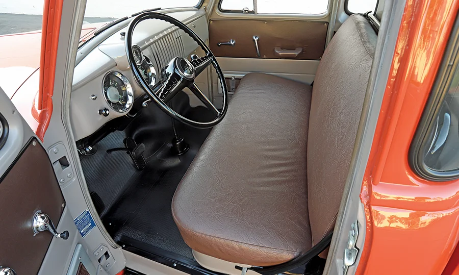 1954 Chevrolet 3100 interior brown bench seat retro dash restored classic pickup