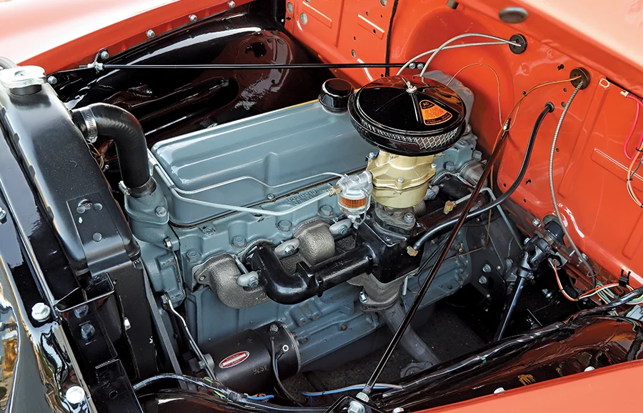 1954 Chevy 3100 Thriftmaster engine bay clean build inline six classic hot rod