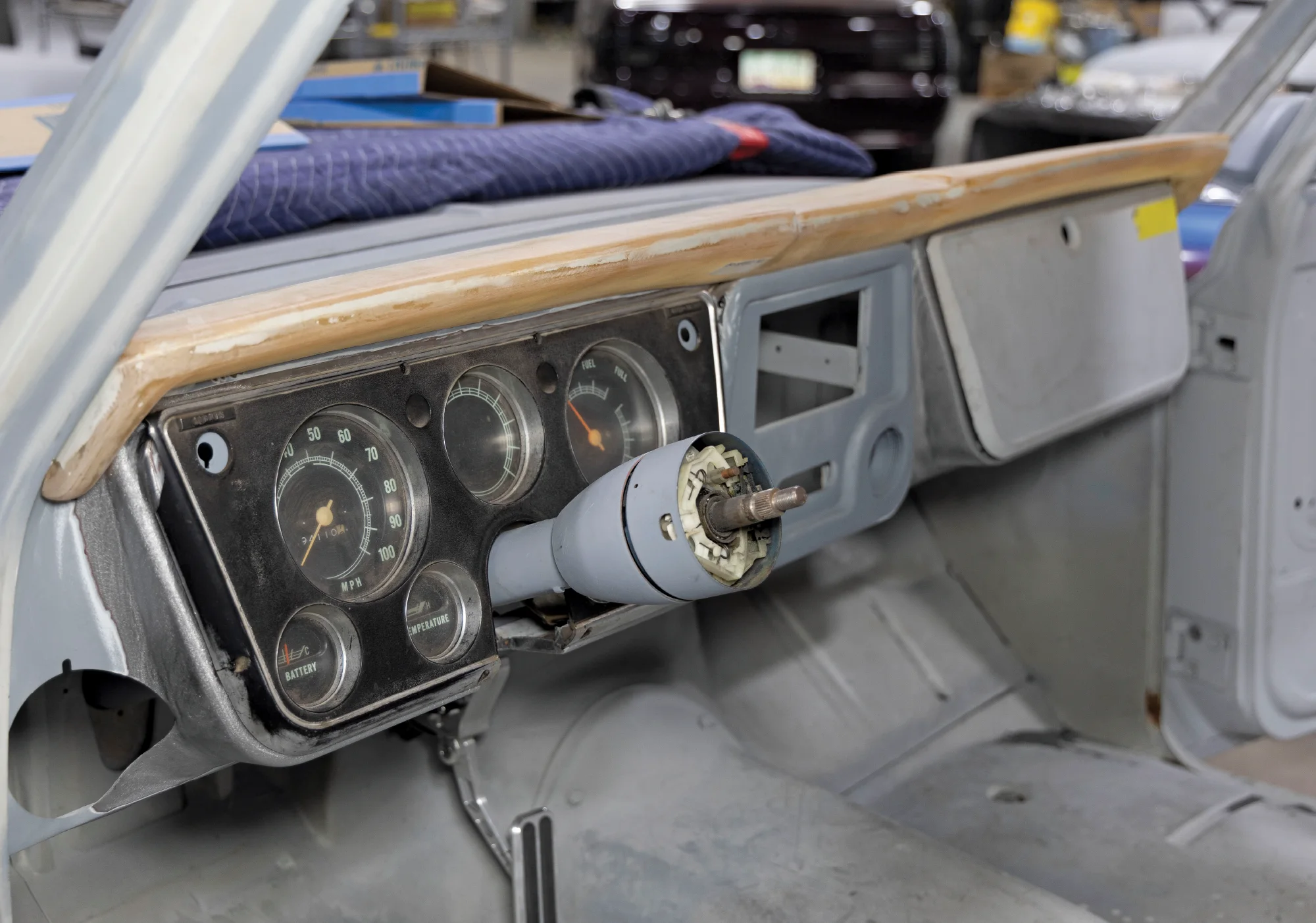 1967 72 c10 dash cluster install with factory gauges and primered shell