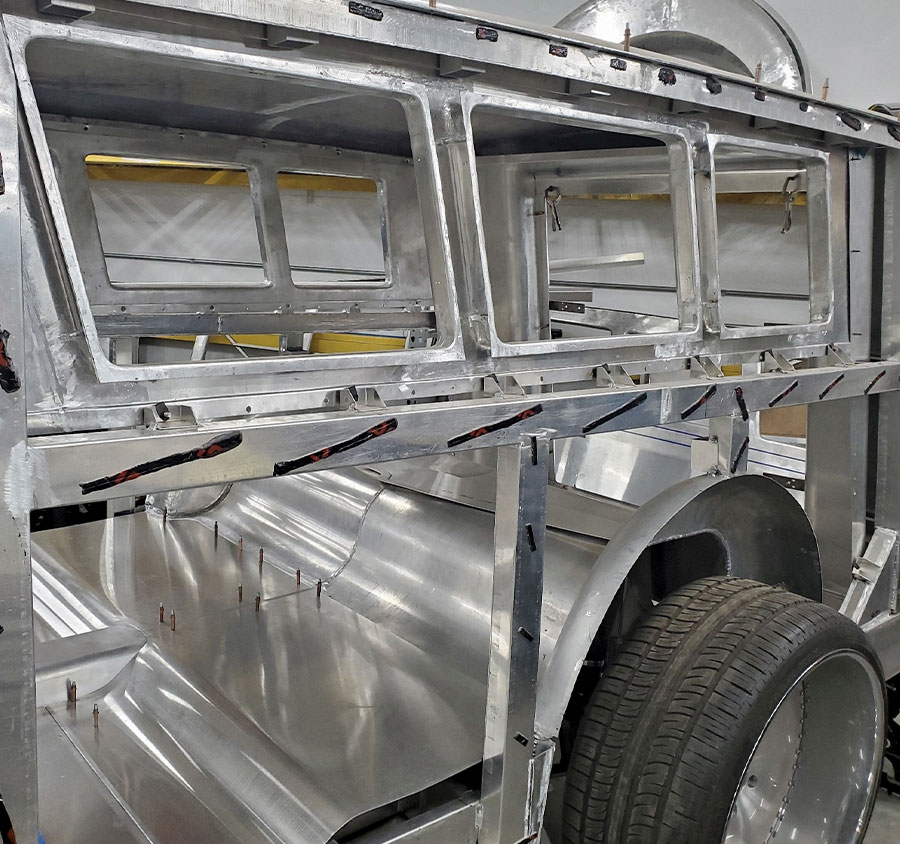 1938 Divco rear body framework aluminum skeleton and wheel tubs