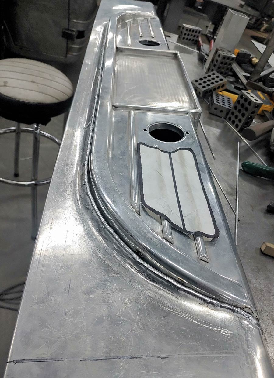1938 Divco rear cargo floor section bead-rolled and welded panel