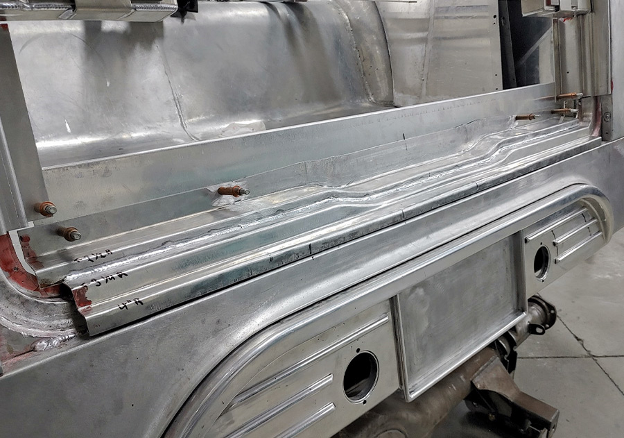1938 Divco tailgate panel aluminum assembly with bead detailing
