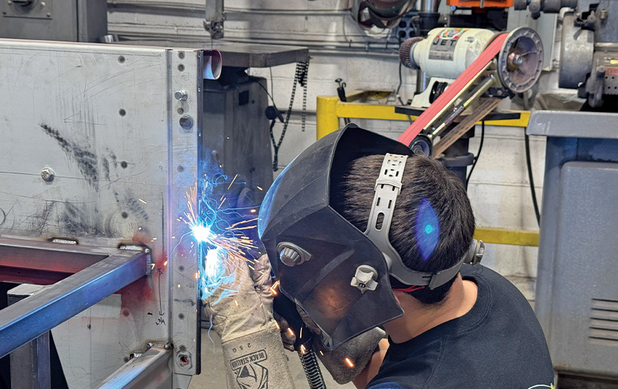 chevy c10 stake pocket final tack weld frame to bedside joint