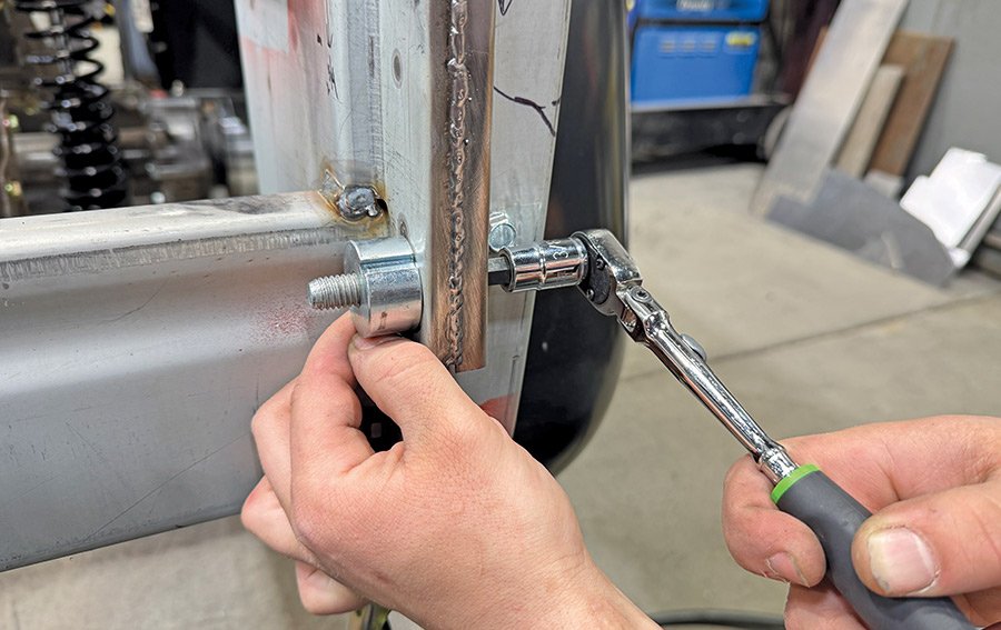 chevy c10 stake pocket bolt install with ratchet final fit torque