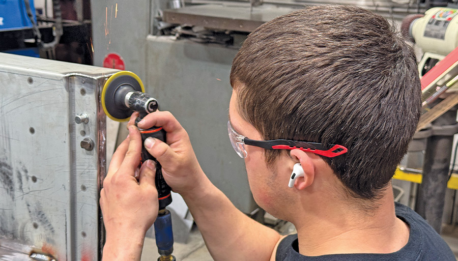 chevy c10 stake pocket roloc grind cleanup finish work