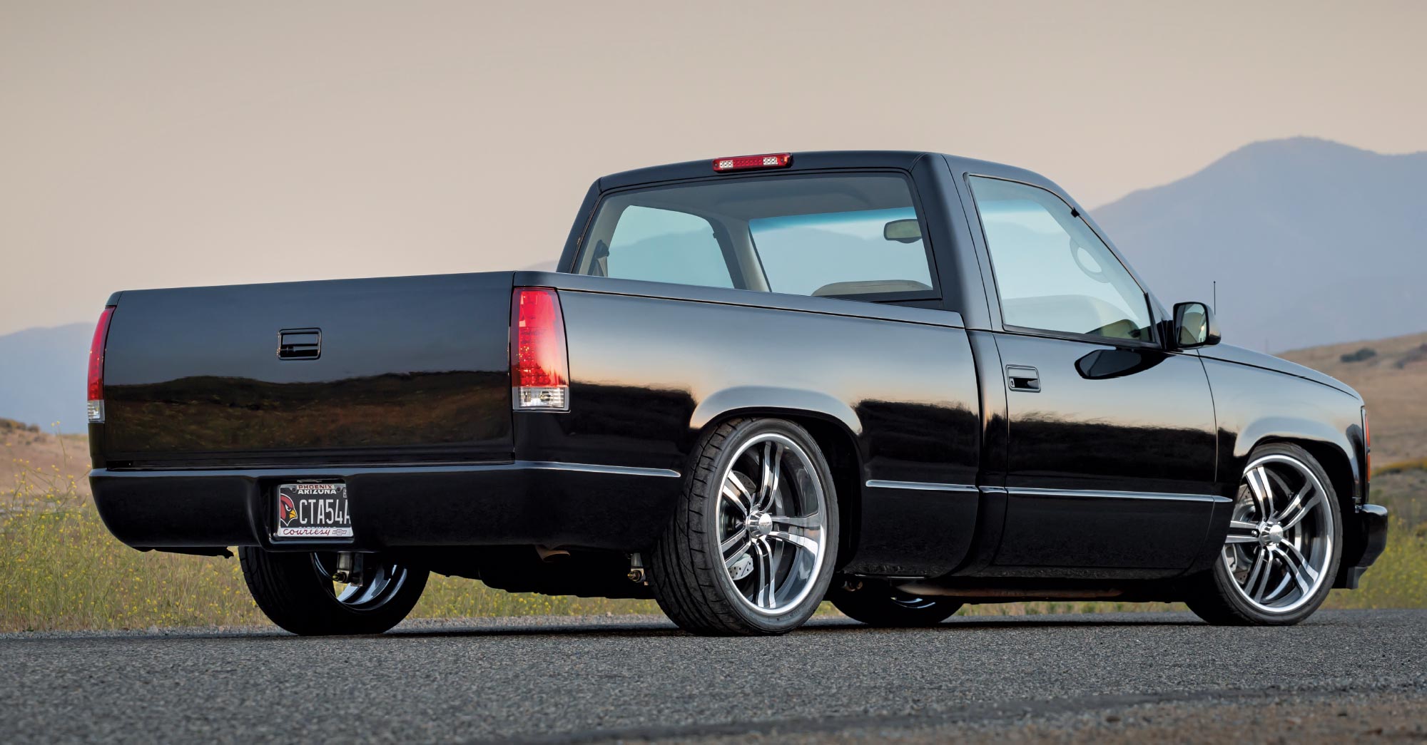 1996 gmc obs custom tailgate black paint flush mount lights billet wheels low stance