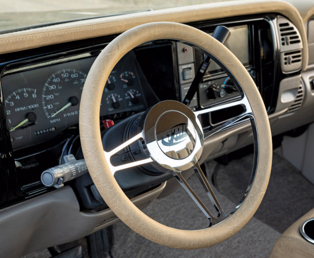 1996 gmc obs interior tmi steering wheel tan leather wrap custom black gloss dash finish