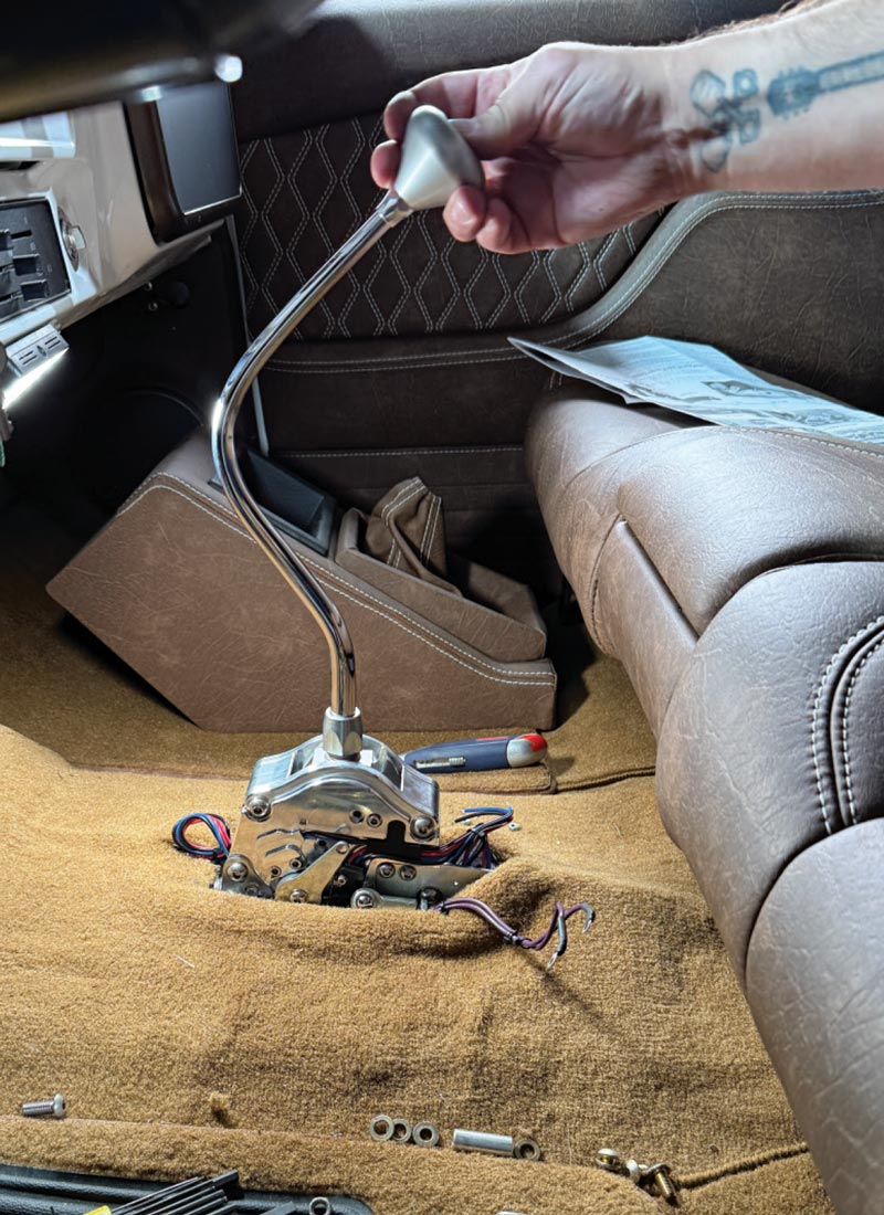 lokar sport mode shifter install custom bracket brown leather interior