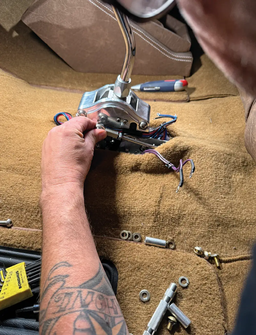 lokar shifter microswitch wiring test before final carpet trim