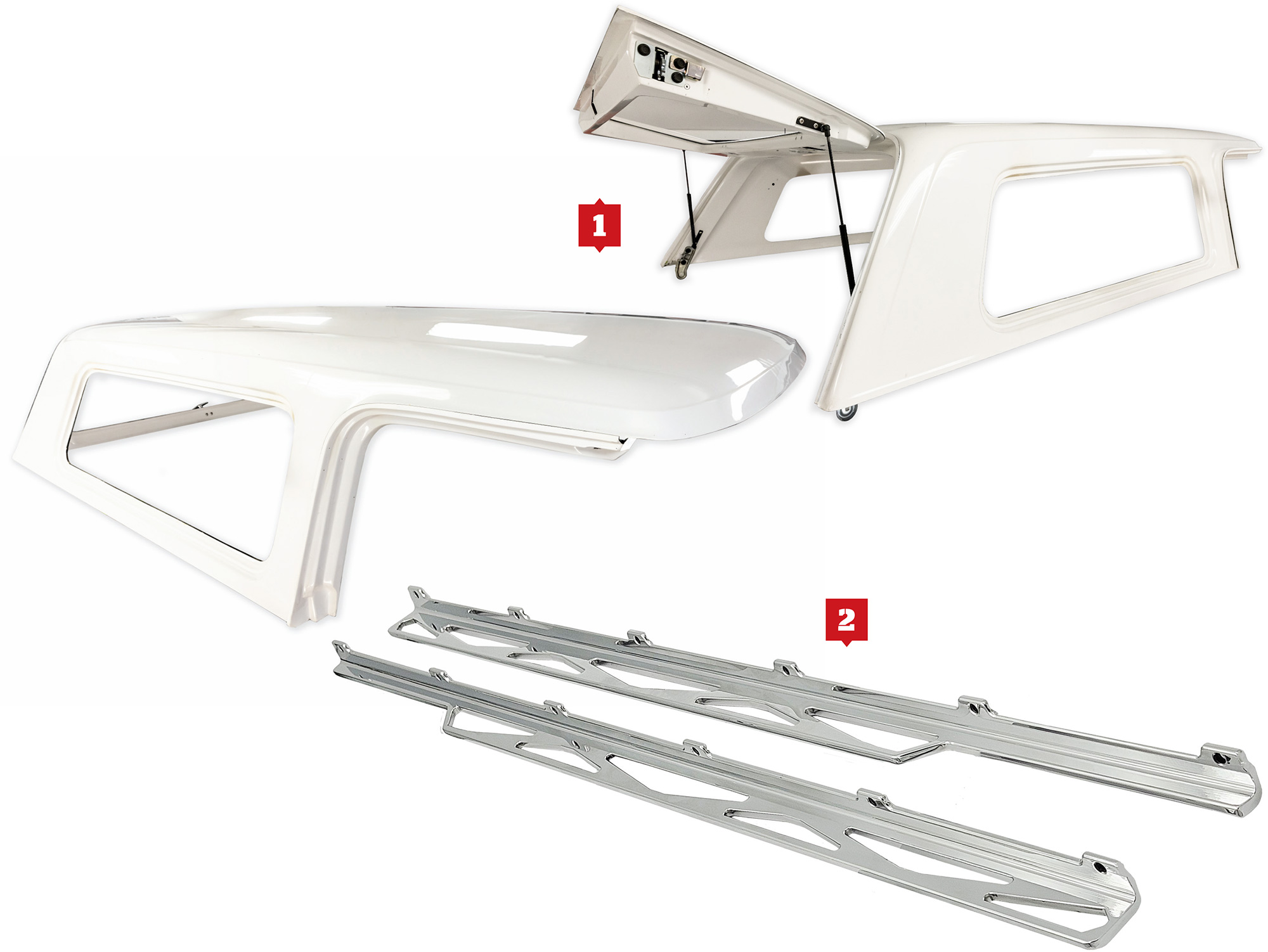 Premier Street Rod’s 1969-72 K5 Blazer Top and All American Billet Squarebody Hood Braces