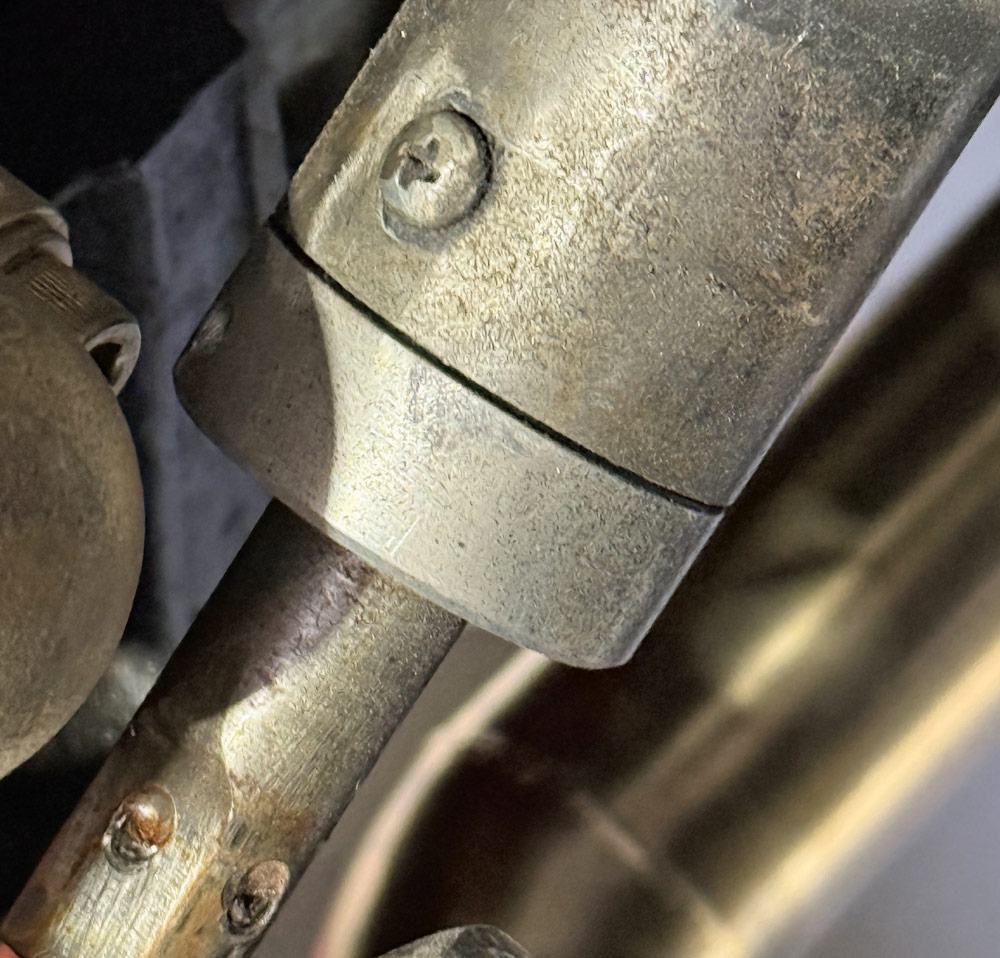 1948 Chevy truck old column lower joint closeup removal prep detail