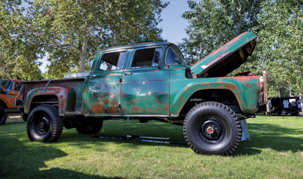 1957 Dodge Power Giant patina green 4x4 crew cab lifted vintage survivor