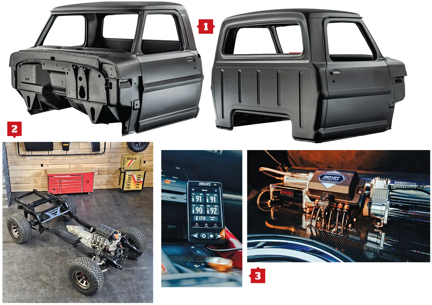 Premier Street Rod Ford 1967-72 F-Series Cabs, Frame-Werx Chassis, and Air Lift Performance ALP4 air suspension management system