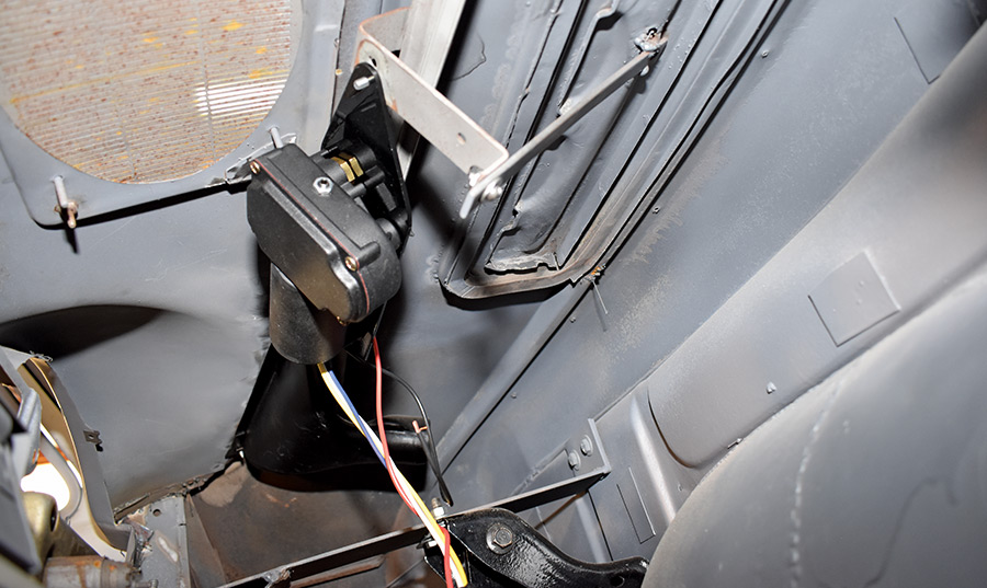 Newport wiper motor installed in truck firewall