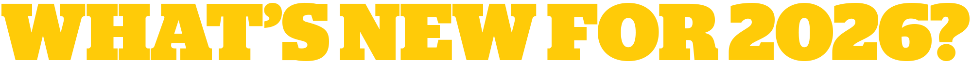WHAT'S NEW FOR 2026? digital custom typography title in yellow