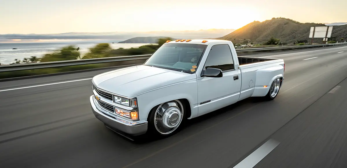 1993 Chevrolet C3500 Dually highway rollers white bagged dually truck