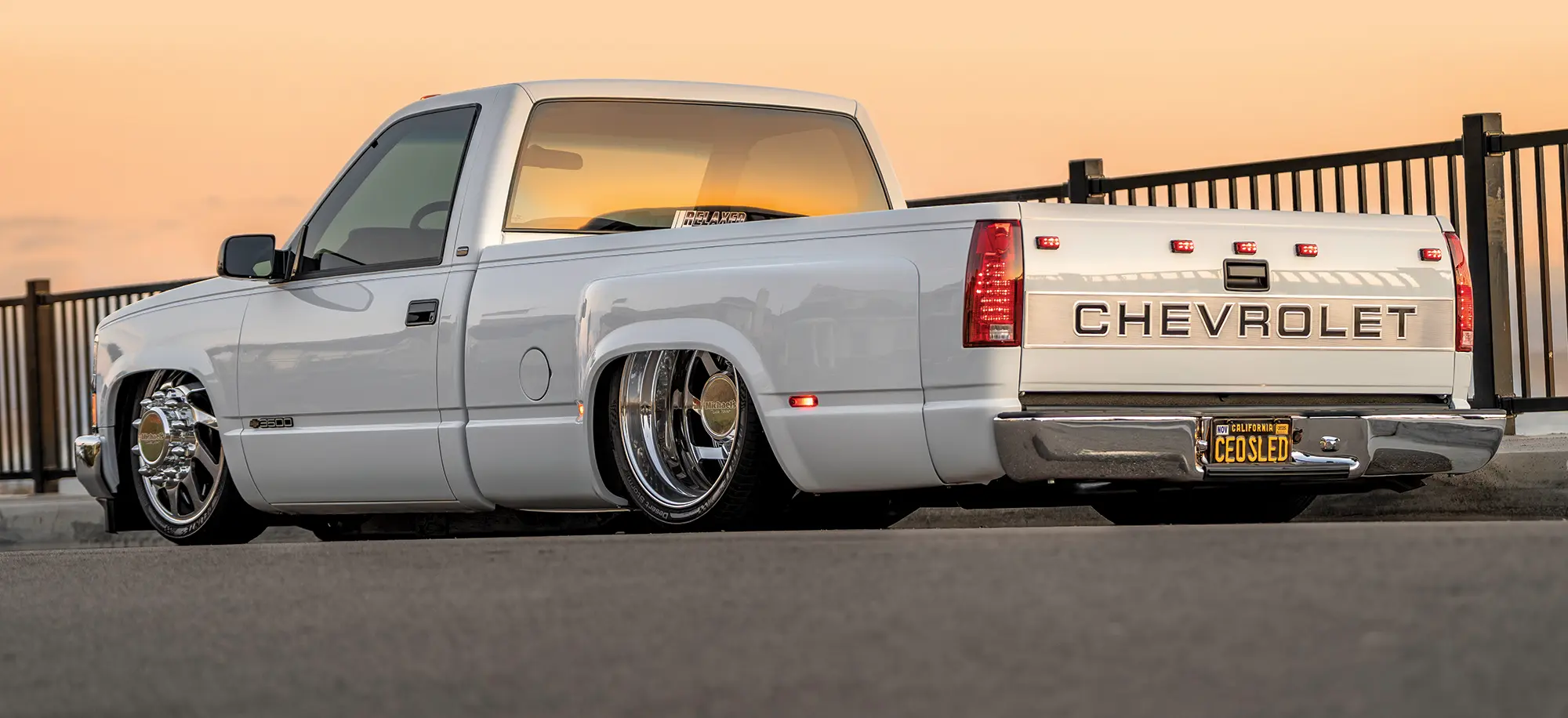 1993 Chevrolet C3500 Dually low stance rear view custom tail lights