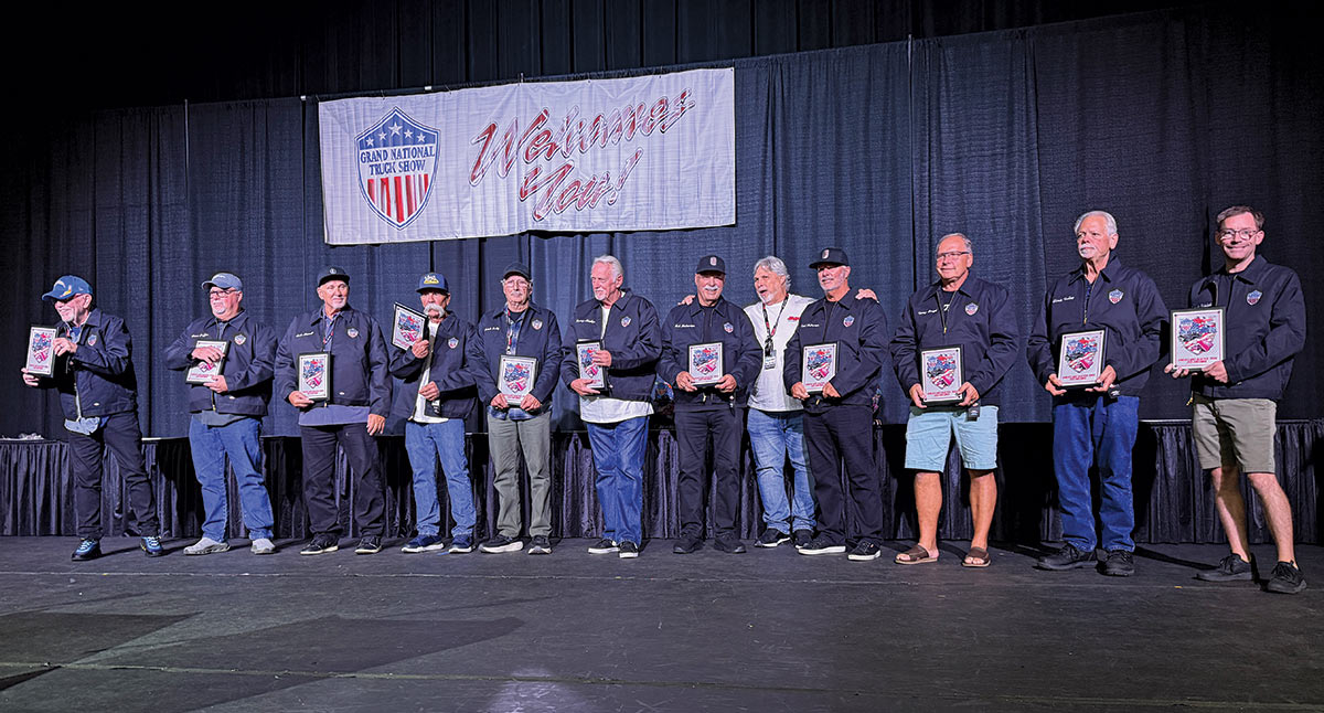Grand National Truck Show Top 10 builders awards on stage