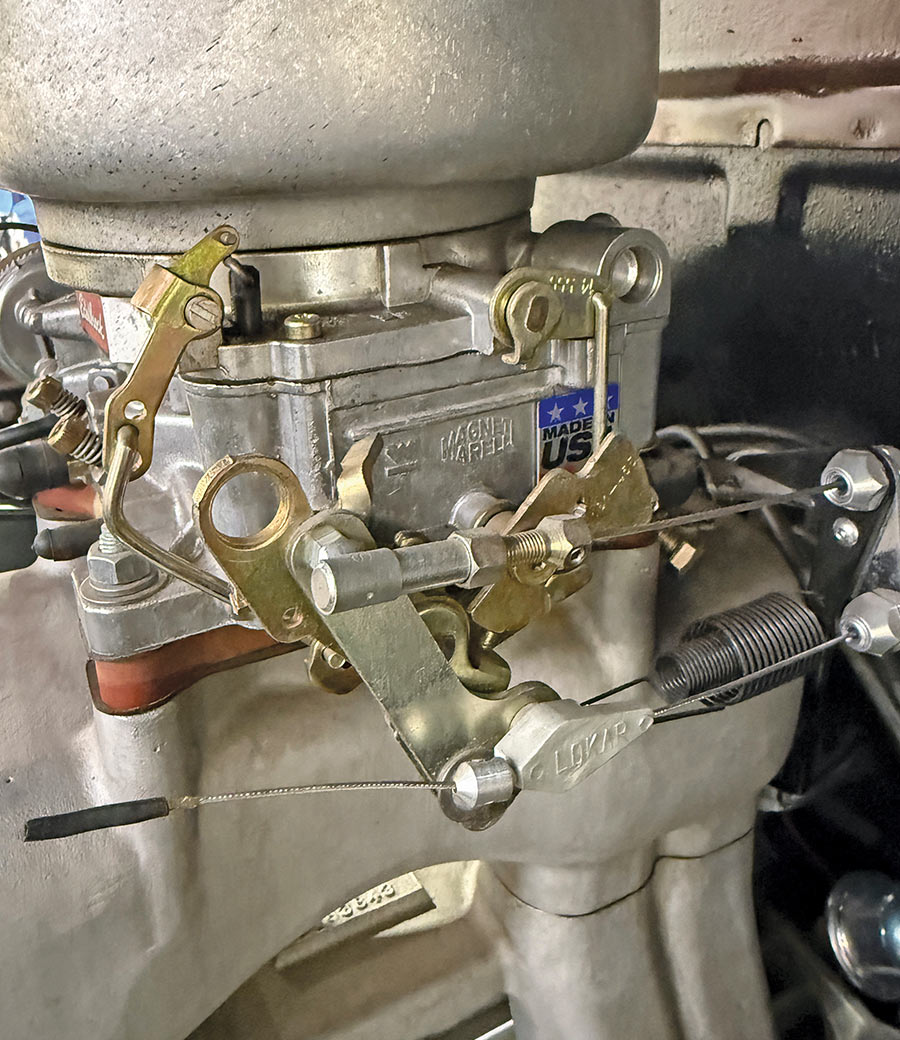 Magnafuel carb linkage closeup made in usa lokar throttle return spring