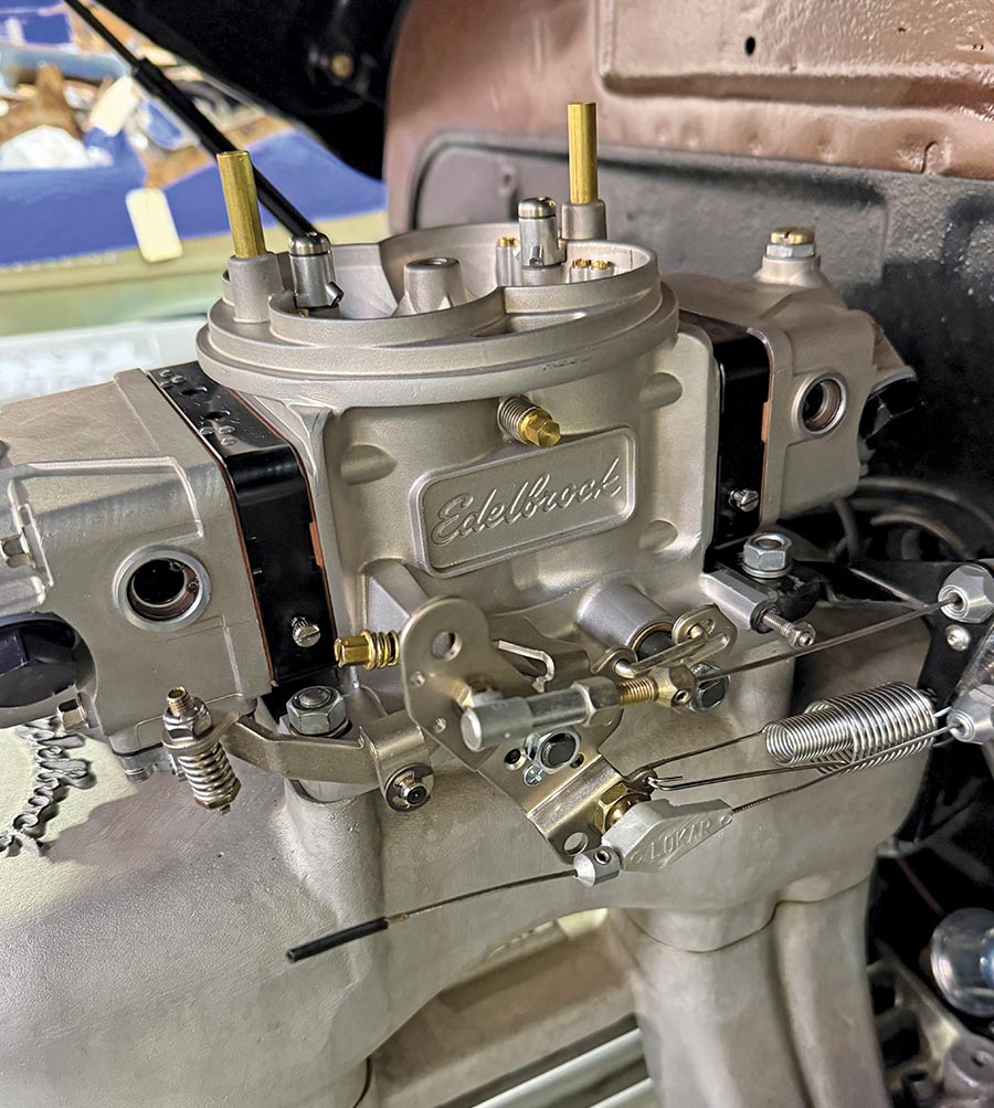 1950 chevy 3100 edelbrock vrs415 throttle cable bracket spring linkage lokar custom setup
