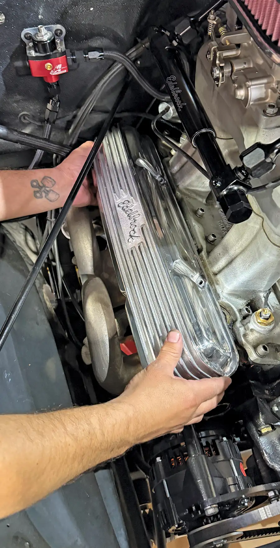 1950 chevy 3100 edelbrock vrs415 complete linkage install throttle cable and return spring