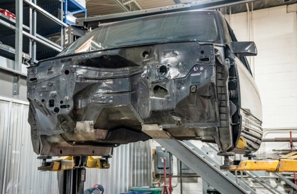 1990 Chevy C1500 OBS cab removed firewall shaved teardown stage