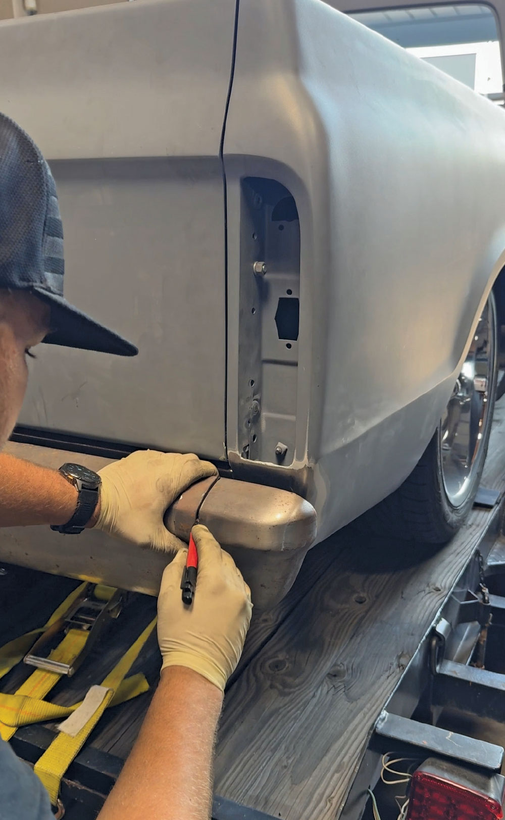 1967 c10 rear bumper layout bumper cut line marking
