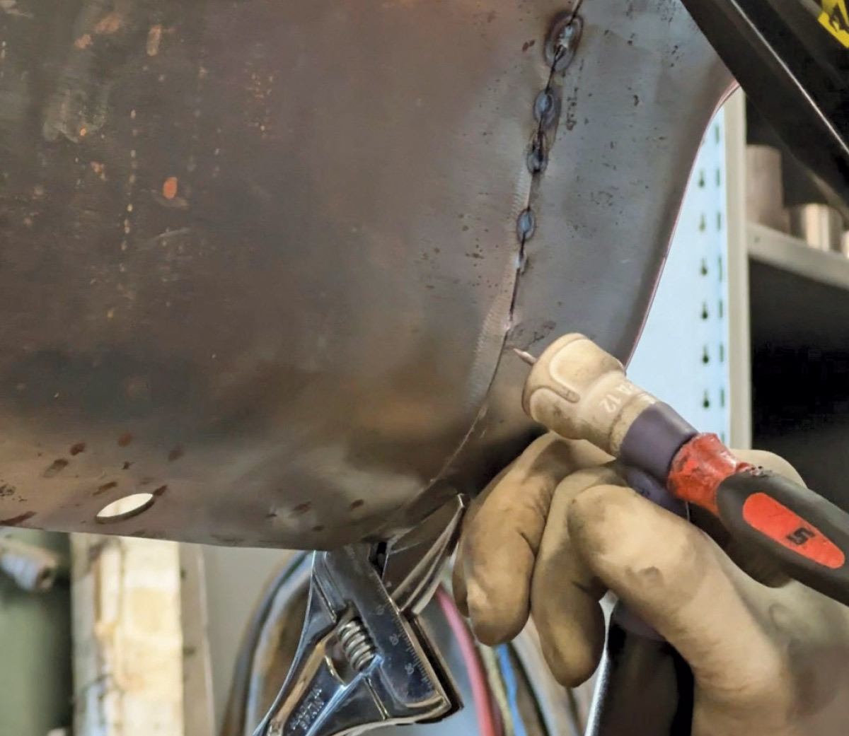 1967 c10 bumper tig weld finish upclose stitch weld detail