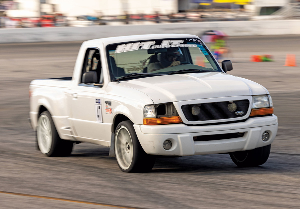 2002 Ford Ranger white autocross build lowered race truck