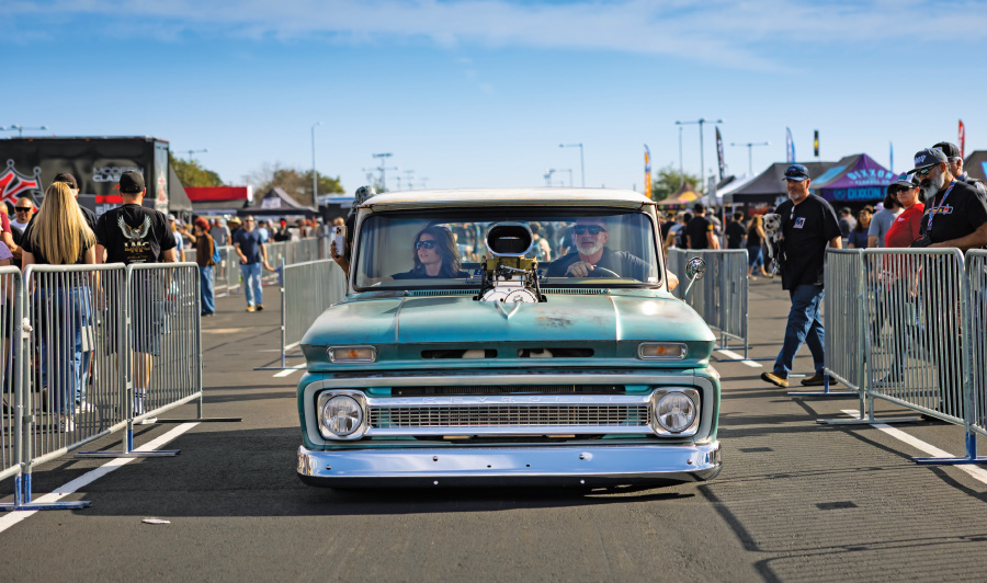 1966 c10 patina pro street blower motor rolling in dinos get down entrance gate