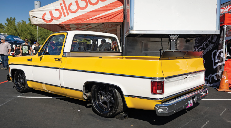 1978 c10 yellow white two tone wilwood brakes street truck slammed build squarebody