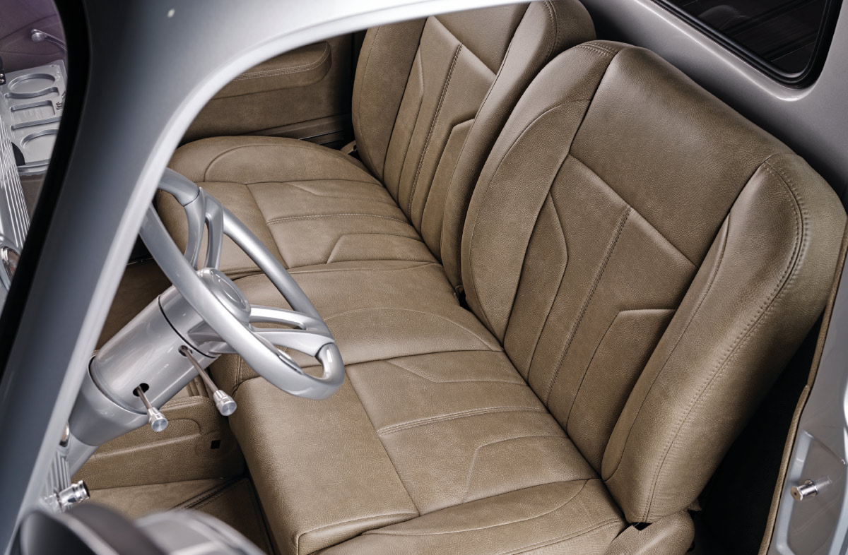 1953 chevy truck tan leather seats custom stitch pattern upholstery