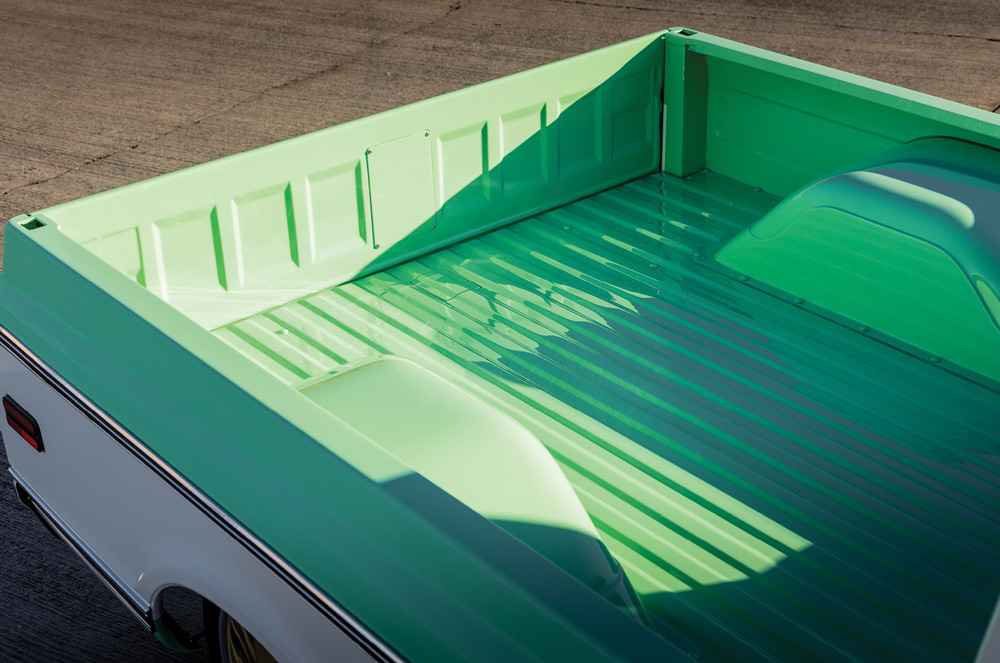 Interior view of the modified truck bed floor