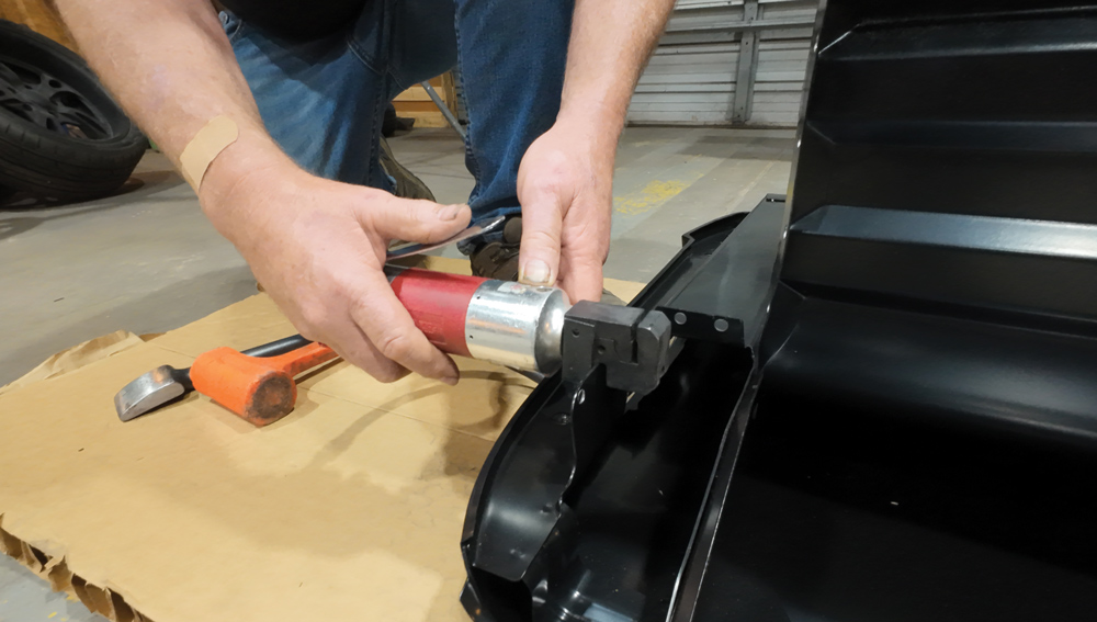 1978 Chevrolet C10 long bed stake pocket bracket alignment, body hammer adjustment