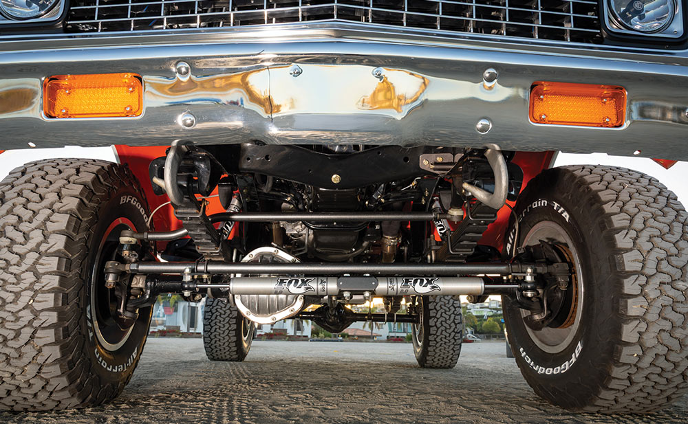 1972 Chevrolet K5 Blazer front suspension Fox shocks steering linkage chrome bumper