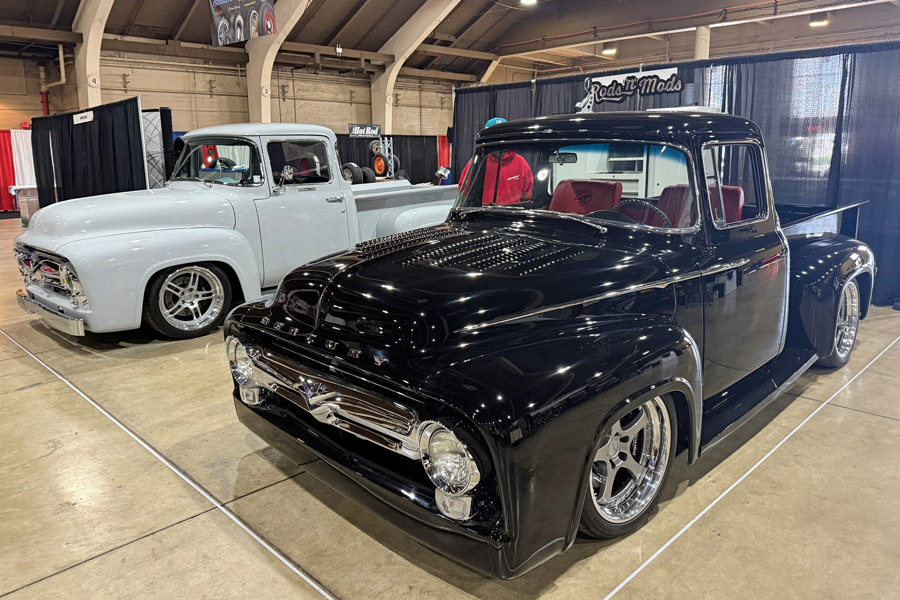 Black Ford F100 on display.