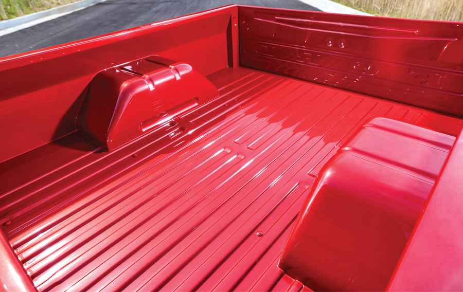 Truck bed of red custom truck