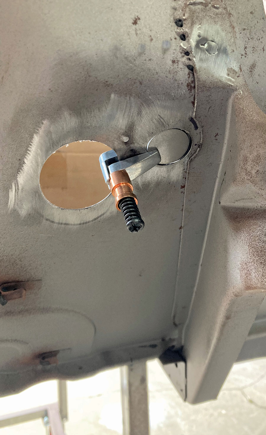 Using a cleco clamp to hold a filler disc