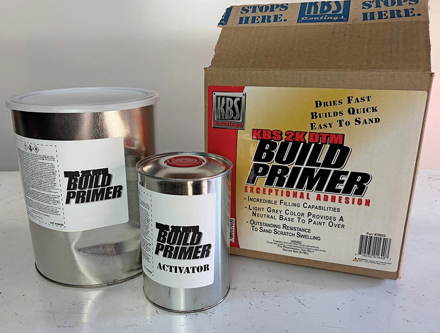 Cans of KBS Build Primer and Activator.